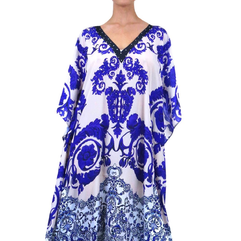 Blue and White Kaftan Dress- New Arrivals Kaftans Colors of Fashion